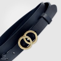 Cintura donna sottile Eclipse Oro, cuoio Blu