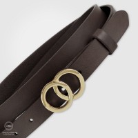 Cintura donna sottile Eclipse Oro, cuoio Marrone