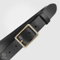 Cintura donna Miroir oro lucido, cuoio liscio Nero