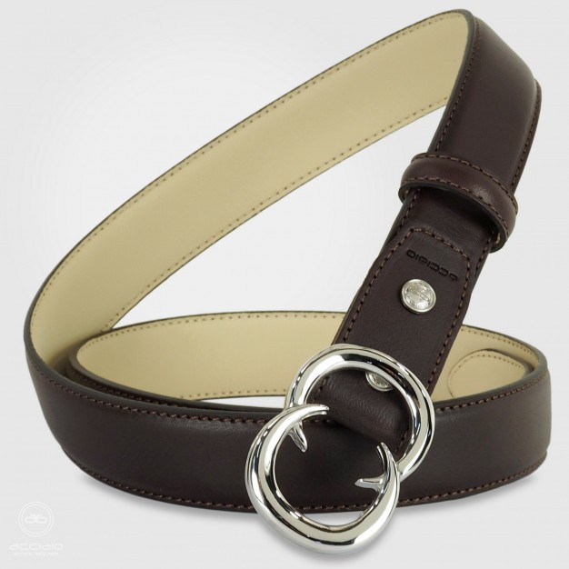 Cintura donna in pelle Marrone fibbia Gemini Palladio
