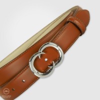 Cintura donna Gemini palladio in pelle col. Cognac