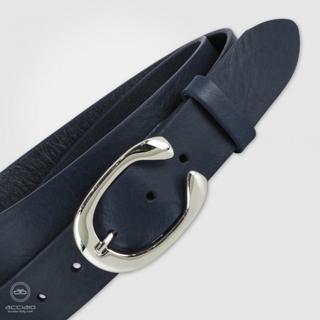 Cintura donna in pelle Blu fibbia Aries Palladio