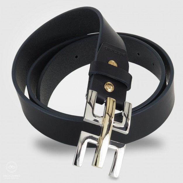 Cintura moda donna in pelle cuoio Blu fibbia Echo