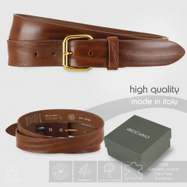 Cintura donna Allure oro vintage, cuoio Plissé Cognac Cintura donna Allure oro vintage, cuoio Plissé Cognac