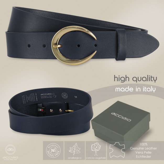 Cintura donna alta in pelle Blu Moon Oro