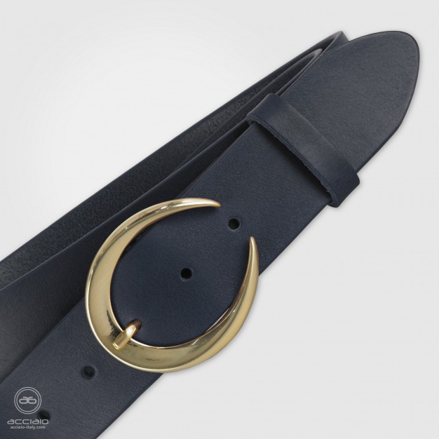 Cintura donna alta in pelle Blu Moon Oro