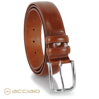 Men's belt in smooth leather Cognac