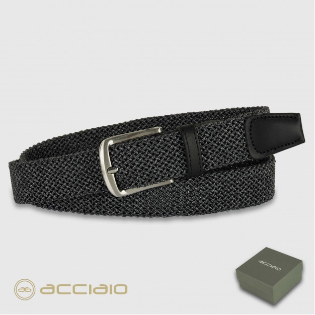 Braided stretch Men's Belt elastic Gray Elite | Acciaio