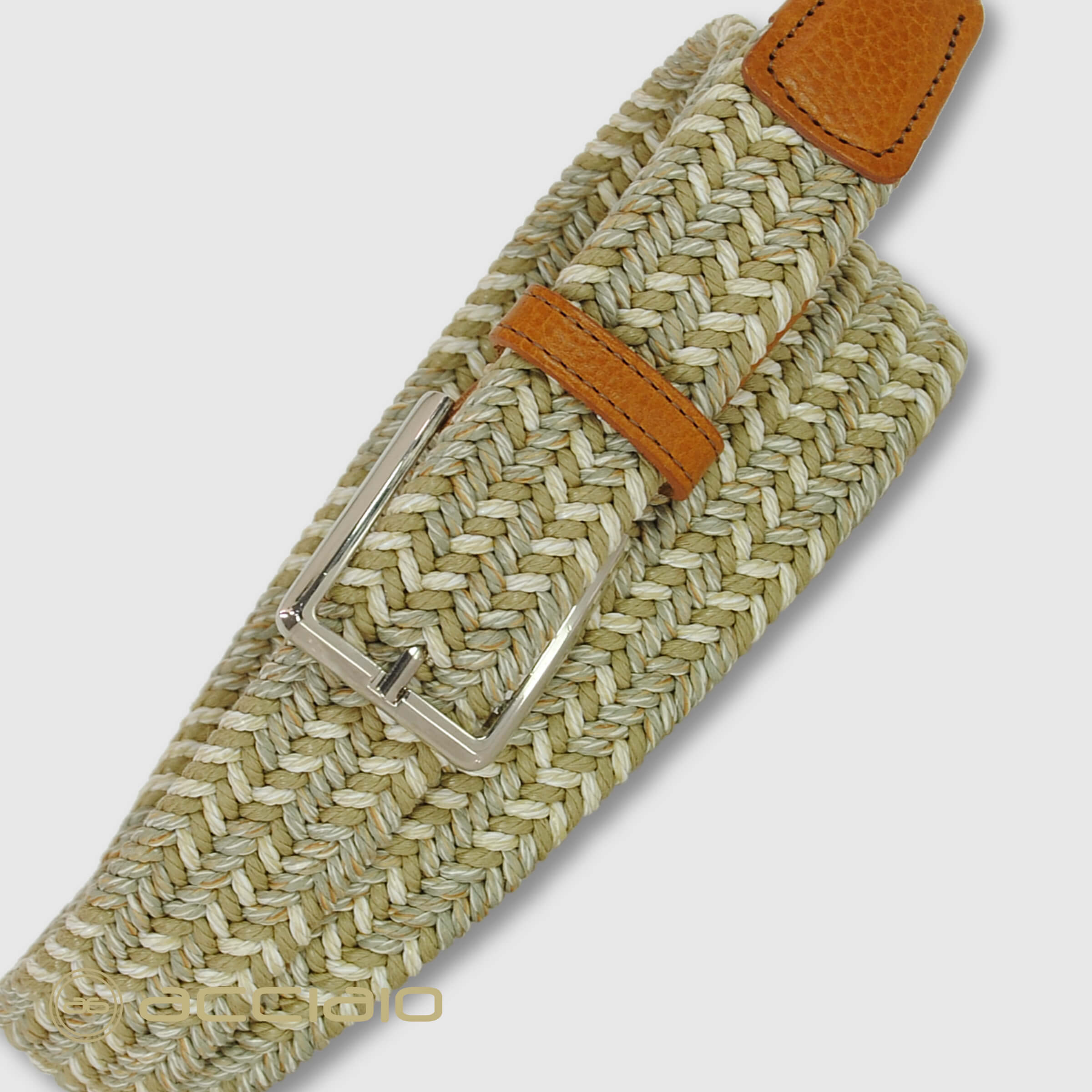 Police Cintura Uomo In Vera Pelle Intrecciata Elastica, Alta 3,5 Cm, Regolabile E Accorciabile, Con Scatola Regalo