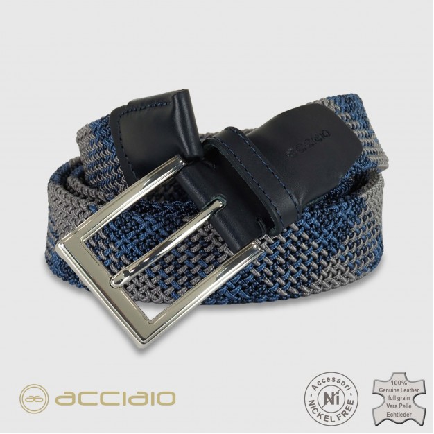 Braided stretch Men's Belt elastic Blu Wind | Acciaio