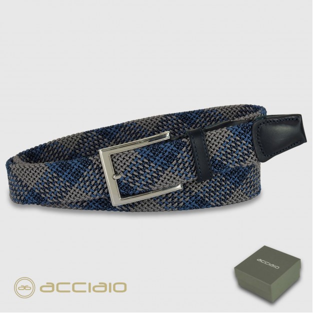 Braided stretch Men's Belt elastic Blu Wind | Acciaio