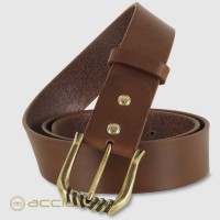 Woman's belt Chestnut leather Trinity buckle