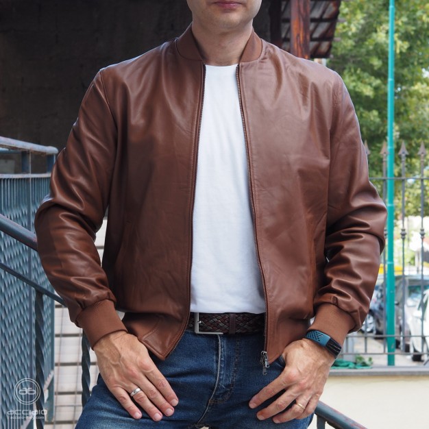 giubbotto in pelle uomo giacca cognac