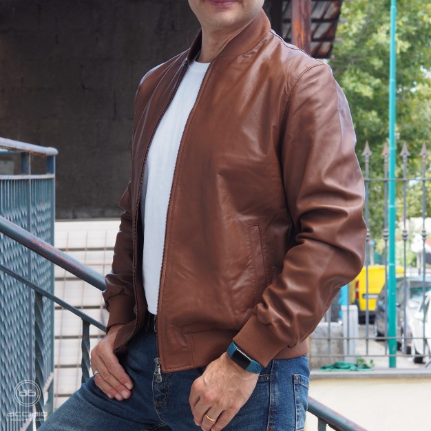 giubbotto in pelle uomo giacca cognac