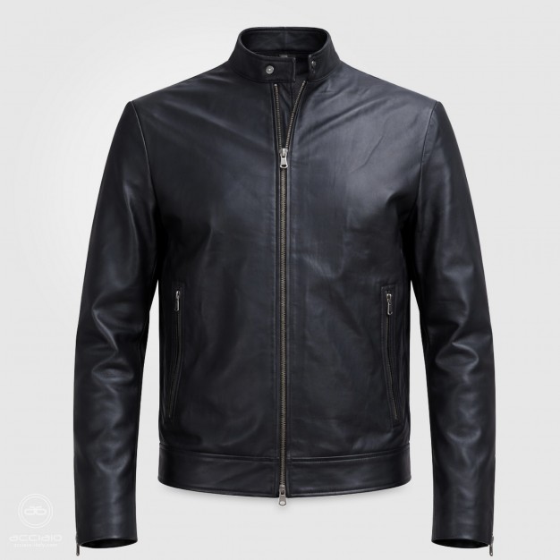 giubbotto in pelle uomo moto nero