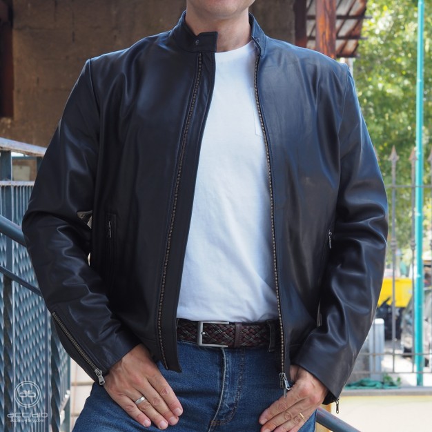 giubbotto in pelle uomo moto nero