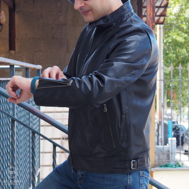 giubbotto in pelle uomo moto nero