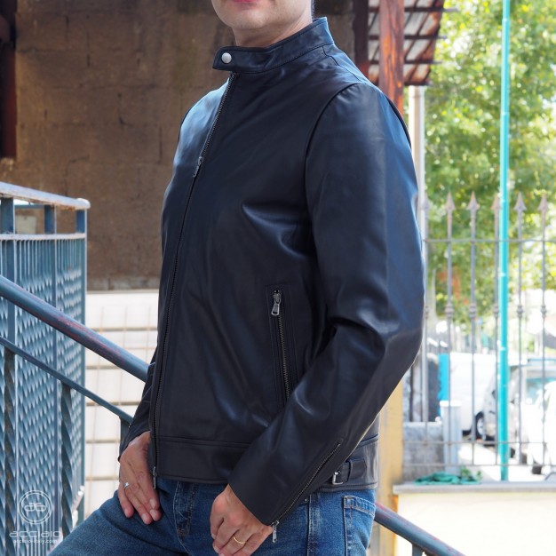giubbotto in pelle uomo moto nero
