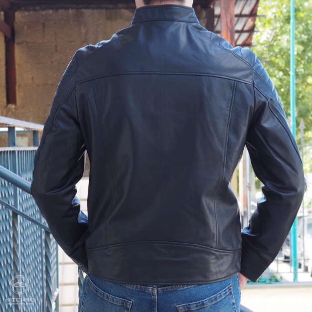 men’s leather biker jacket black