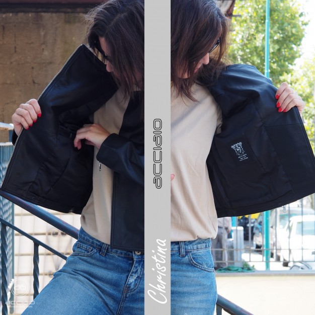 women’s biker leather jacket black