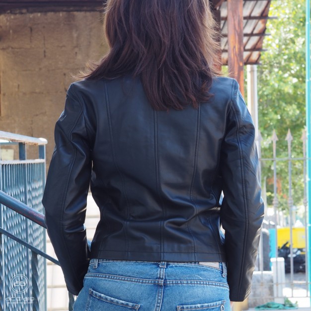 giubbotto in pelle donna moto nero