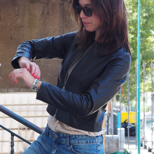 giubbotto in pelle donna cropped nero