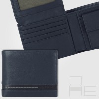 Portafoglio medio da uomo con portamonete e patta Blu Portafoglio medio da uomo con portamonete e patta Blu