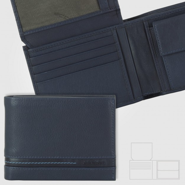 Portafoglio classico da uomo con portamonete e portadocumenti Blu Portafoglio classico da uomo con portamonete e portadocumenti Blu