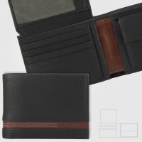 Portafoglio classico da uomo con portamonete e portadocumenti Nero/Castagno Portafoglio classico da uomo con portamonete e portadocumenti Nero/Castagno