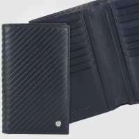 Portafoglio Verticale uomo in pelle Twist Blu, 16 carte credito Rfid
