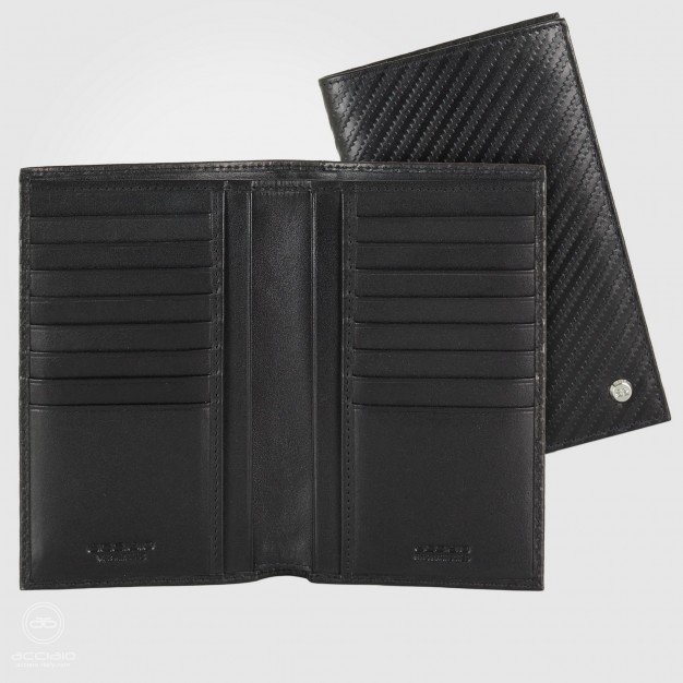 Portafoglio Verticale uomo in pelle Twist Nero, 16 carte credito