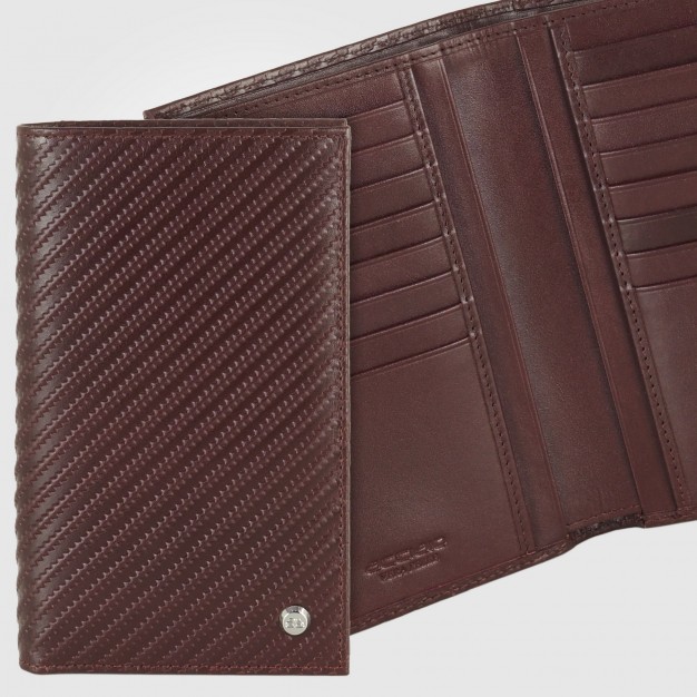 Portafoglio Verticale uomo in pelle Twist Bordeaux, 16 carte credito