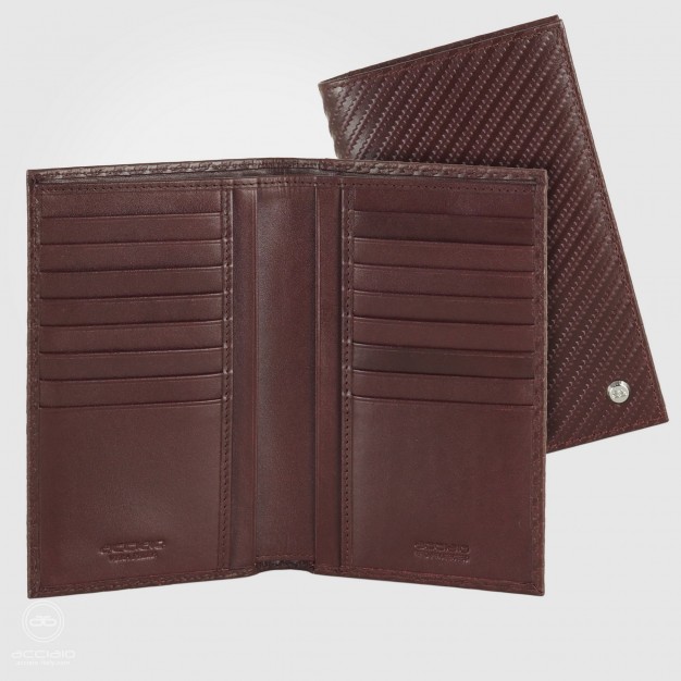 Portafoglio Verticale uomo in pelle Twist Bordeaux, 16 carte credito