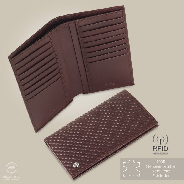 Portafoglio Verticale uomo in pelle Twist Bordeaux, 16 carte credito