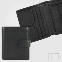 Portafoglio uomo mini con portamonete in pelle Soft Nero Portafoglio uomo mini con portamonete in pelle Soft Nero