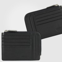 Porta carte di credito con zip in pelle Soft Nero Porta carte di credito con zip in pelle Soft Nero