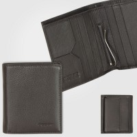 Portafoglio uomo piccolo con fermasoldi clip e portamonete in pelle Soft Marrone Portafoglio uomo piccolo con fermasoldi clip e portamonete in pelle Soft Marrone