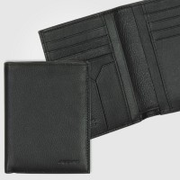 Portafoglio Uomo Verticale in pelle Soft Nero, 9 carte credito Rfid
