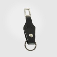 Leather Keyring with Snap Hook Black