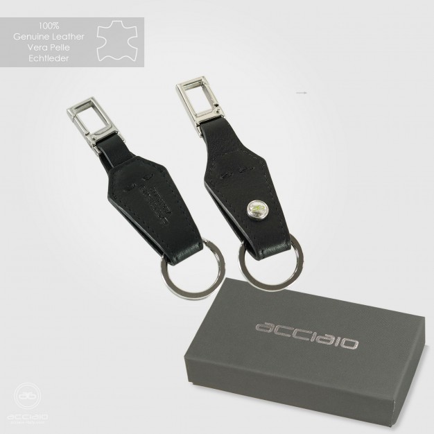 Leather Keyring with Snap Hook Black Leather Keyring with Snap Hook Black