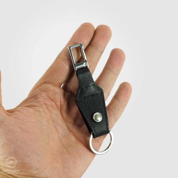 Leather Keyring with Snap Hook Black Leather Keyring with Snap Hook Black