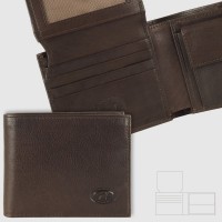 Men's leather wallet with coin purse and flap Ernest Moka