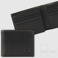 Men's leather wallet 12cc with flap Greg Black