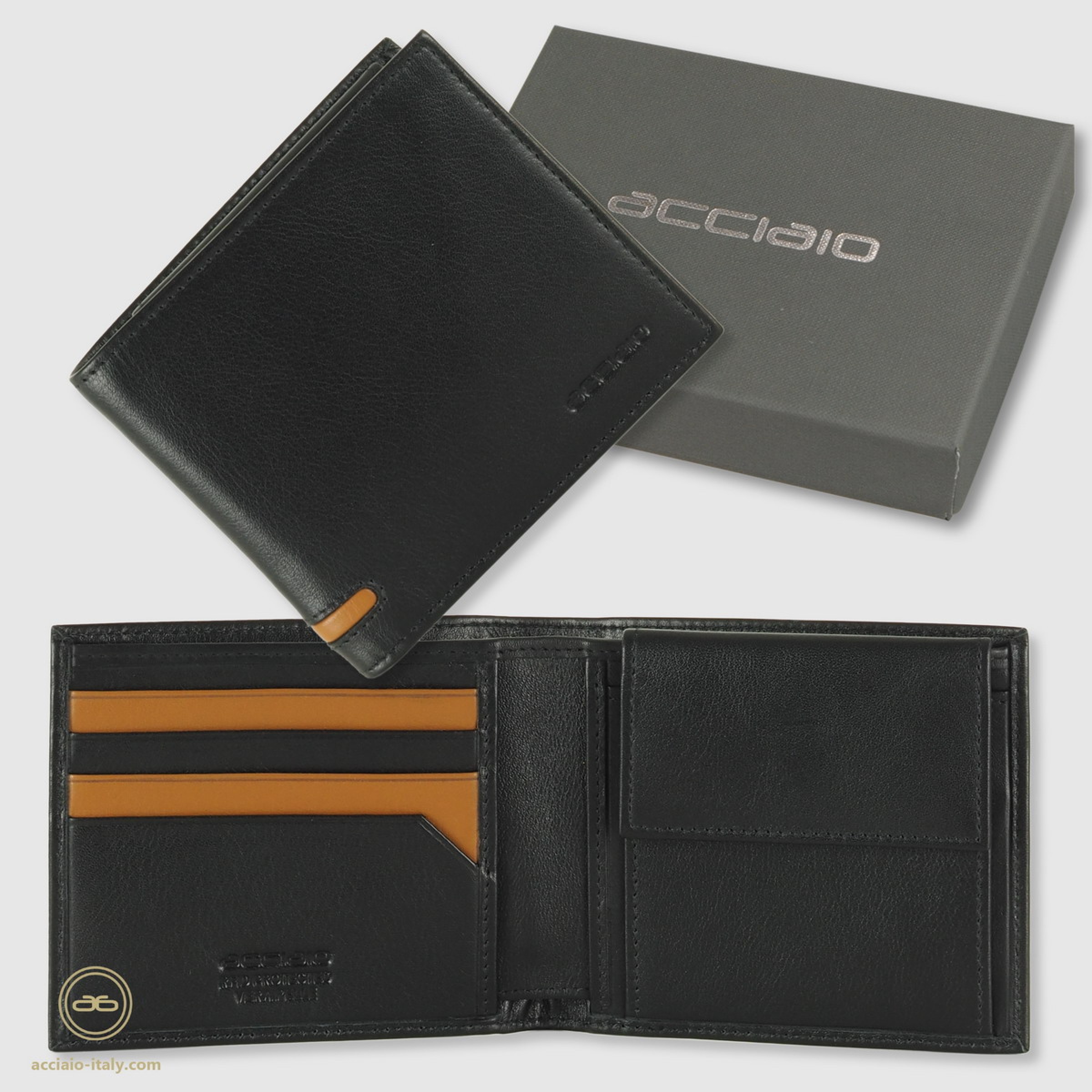 Portafoglio Uomo Amaxiu In Pelle PU, Nero, Sottile, 5 Scomparti Carte, Tasche Contanti E Finestra ID, 12x10 Cm