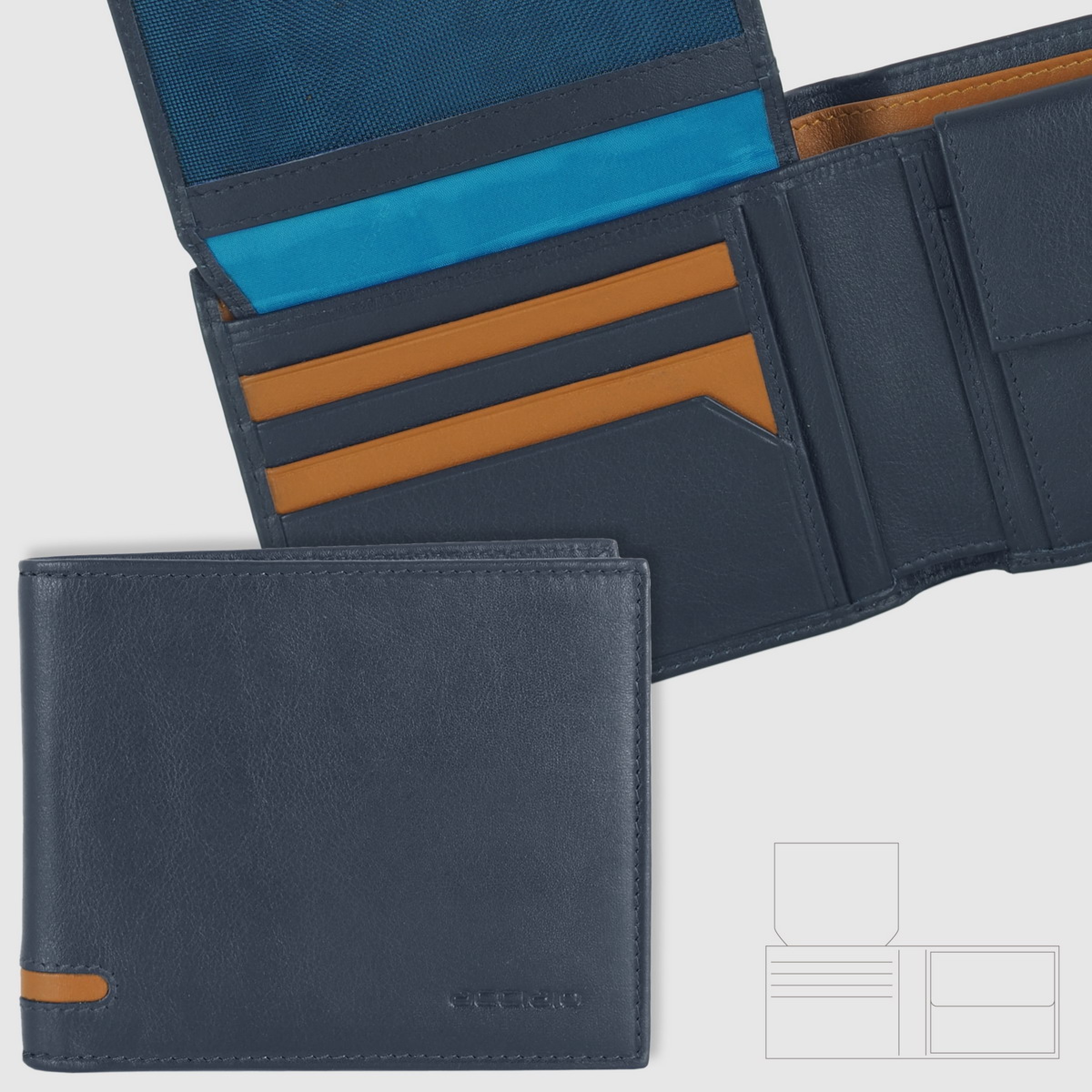 Portafoglio Uomo Con Catena Di Sicurezza - Pochette Portamonete E Carte - Fantasia Aquila USA