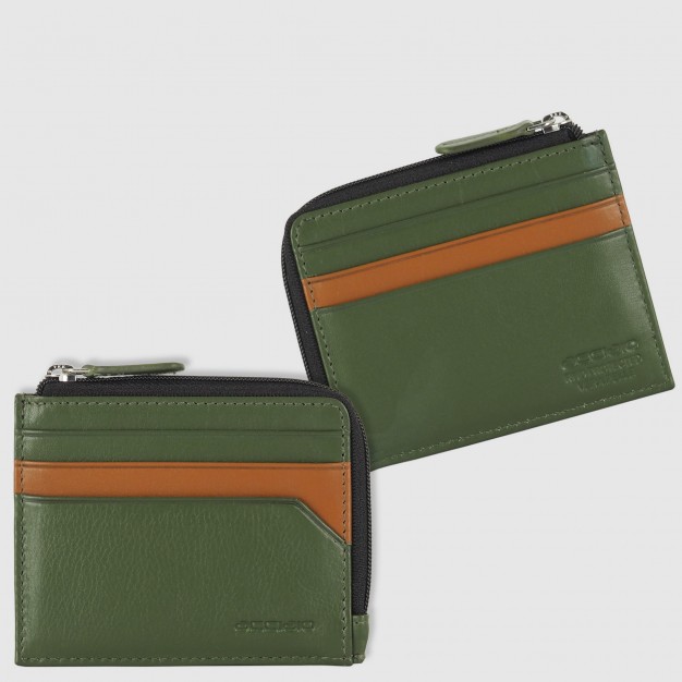 Porta carte di credito zip mini Verde