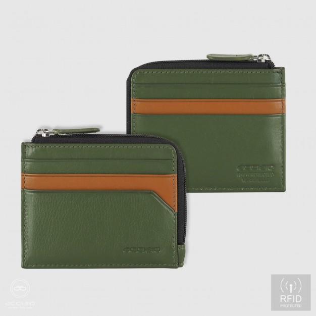 Porta carte di credito zip mini Verde