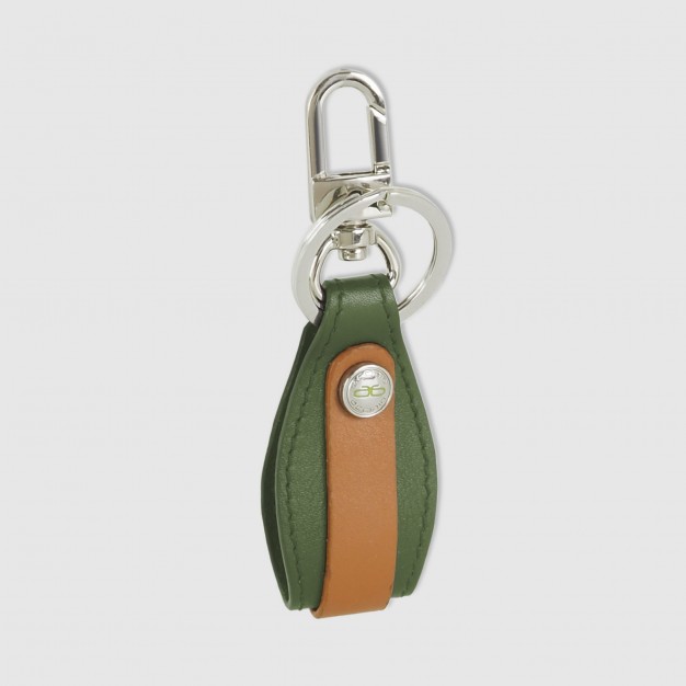 Portachiavi in pelle morbida con moschettone Verde