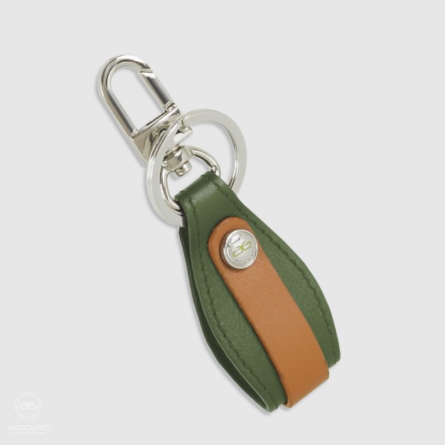 Portachiavi in pelle morbida con moschettone Verde