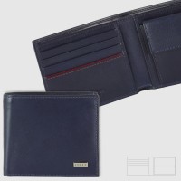 Men's Small Wallet with coin pocket in Smooth leather Ink Blue
